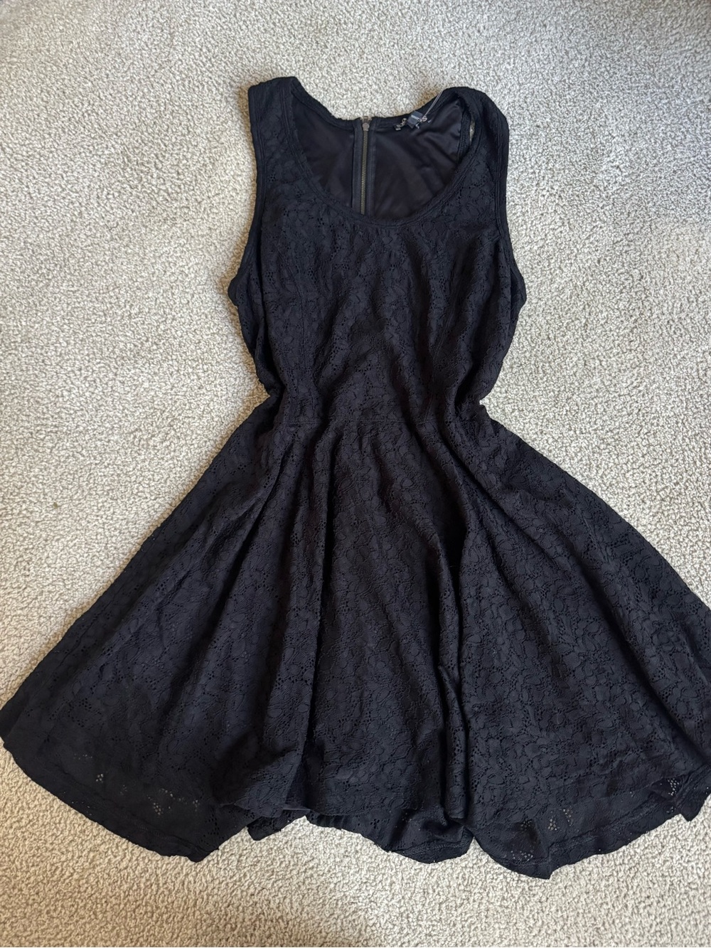 Express Black Lace Midi Dress with Scoop Neck fit flare midi